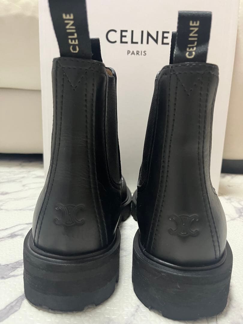 CELINE セリーヌ チェルシー トリオンフ マーガレット ブーツ 黒　39