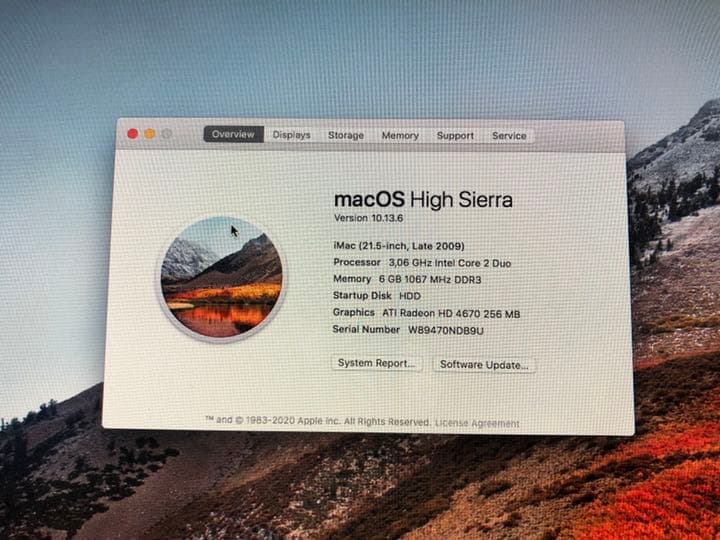 アップルiMac 2009 21,5インチOS High Sierra
