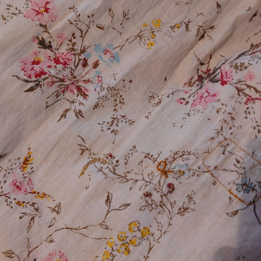 【美品】45R インドカディ森花プリントのくしゅくしゅブラウス／サイズ２