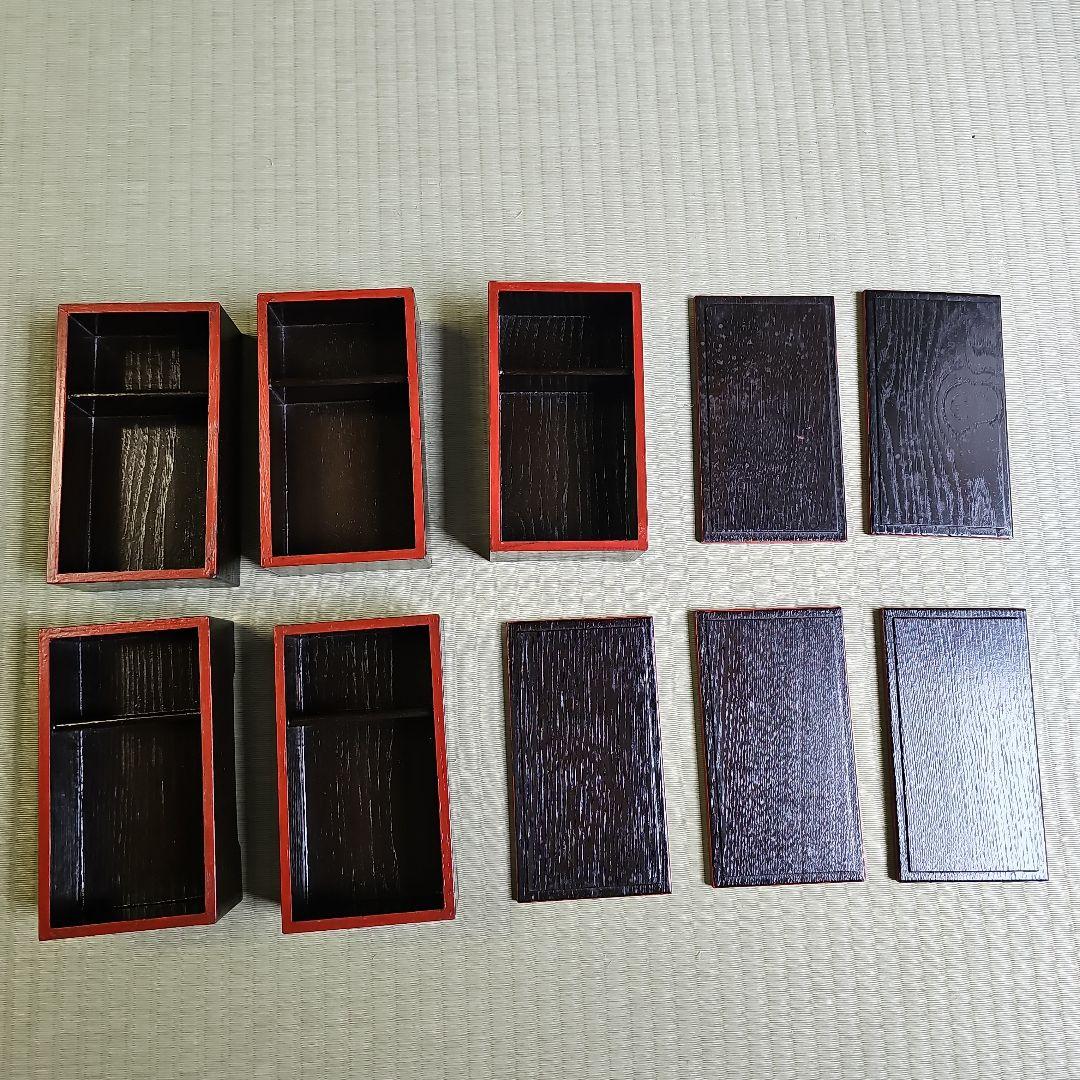【明治ロマン/1870年物】戦前物 漆塗り弁当箱 漆器 膳の箱 五客 5個朱色