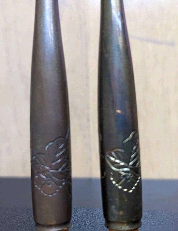 お茶道具、茶道具、骨董、中川浄益、認得斎好夕顔キセル一双