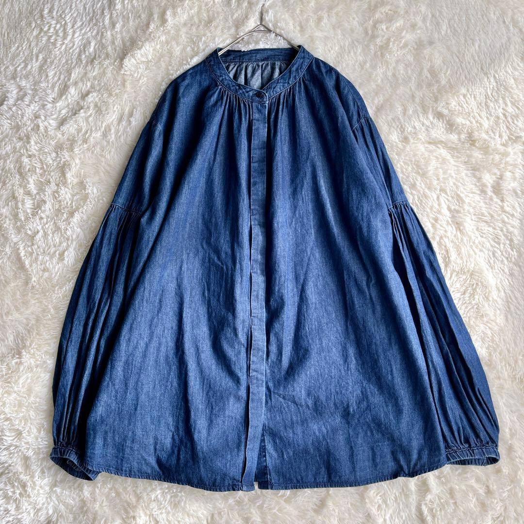 美品　Mila owen 2WAY デニムボウタイブラウス　ボリューム袖