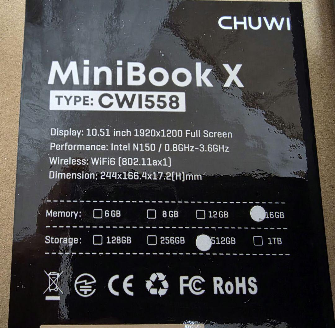 CHUWI MiniBookX (CWI558）