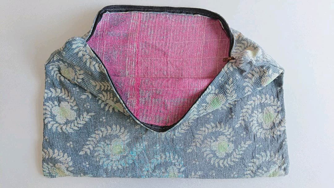 男前 渋い色 カンタキルトクッションカバー ラリーキルト 昭和レトロ 襤褸