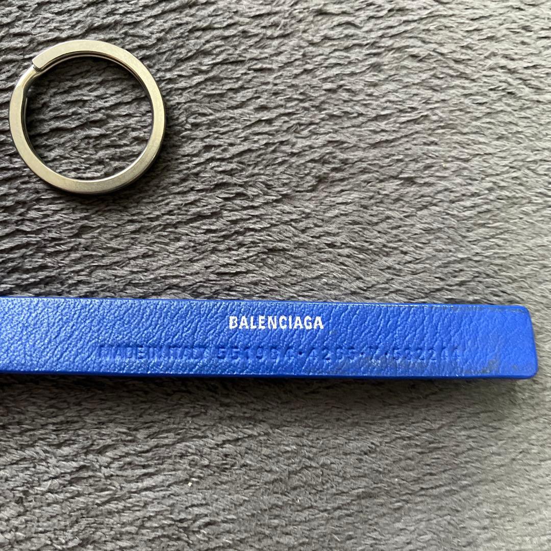 バレンシアガ　ストラップ　キーホルダー　キーリング　青