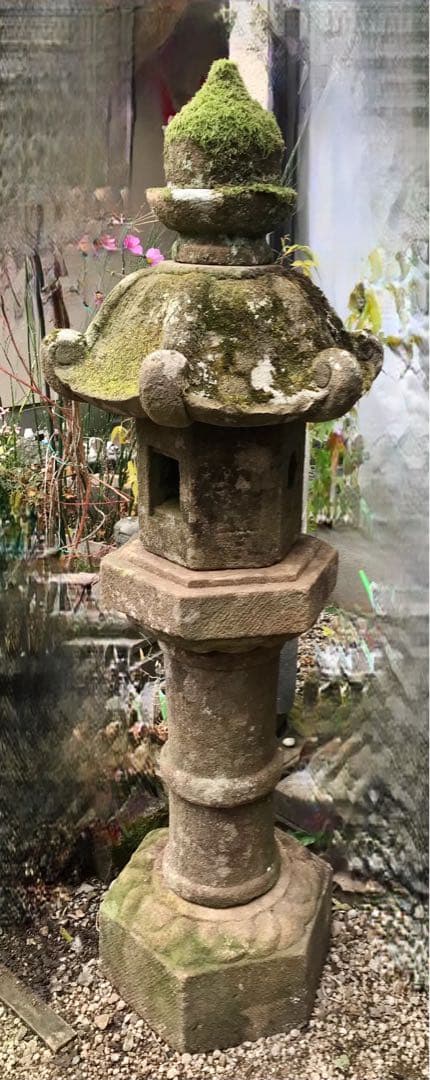 【天然石・春日灯篭・茶庭灯篭・坪庭灯篭】庭石オブジェ箱庭造園ガーデニング苔庭燈籠