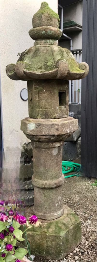 【天然石・春日灯篭・茶庭灯篭・坪庭灯篭】庭石オブジェ箱庭造園ガーデニング苔庭燈籠