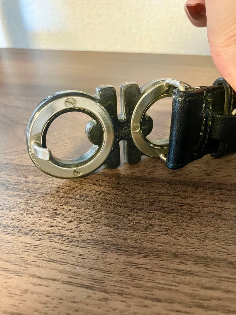 フェラガモ　ブラック ベルト ダブルガンチーニ　レザー