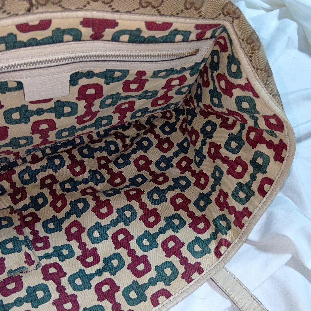 GUCCI　グッチ　シェリー　gg　キャンバス　レザー　トートバッグ