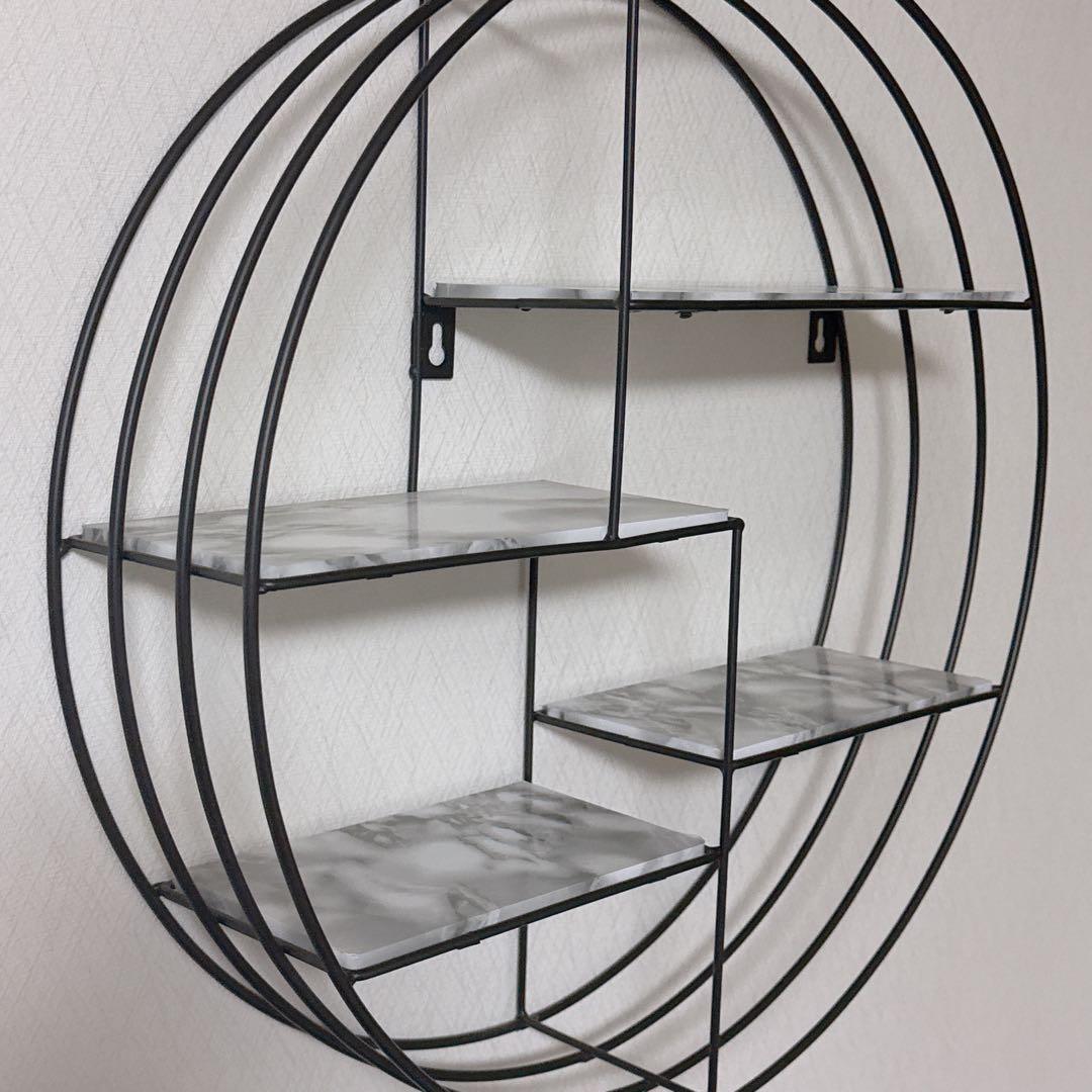 フランフラン風 円形 金属 シェルフ 大理石調　ラック