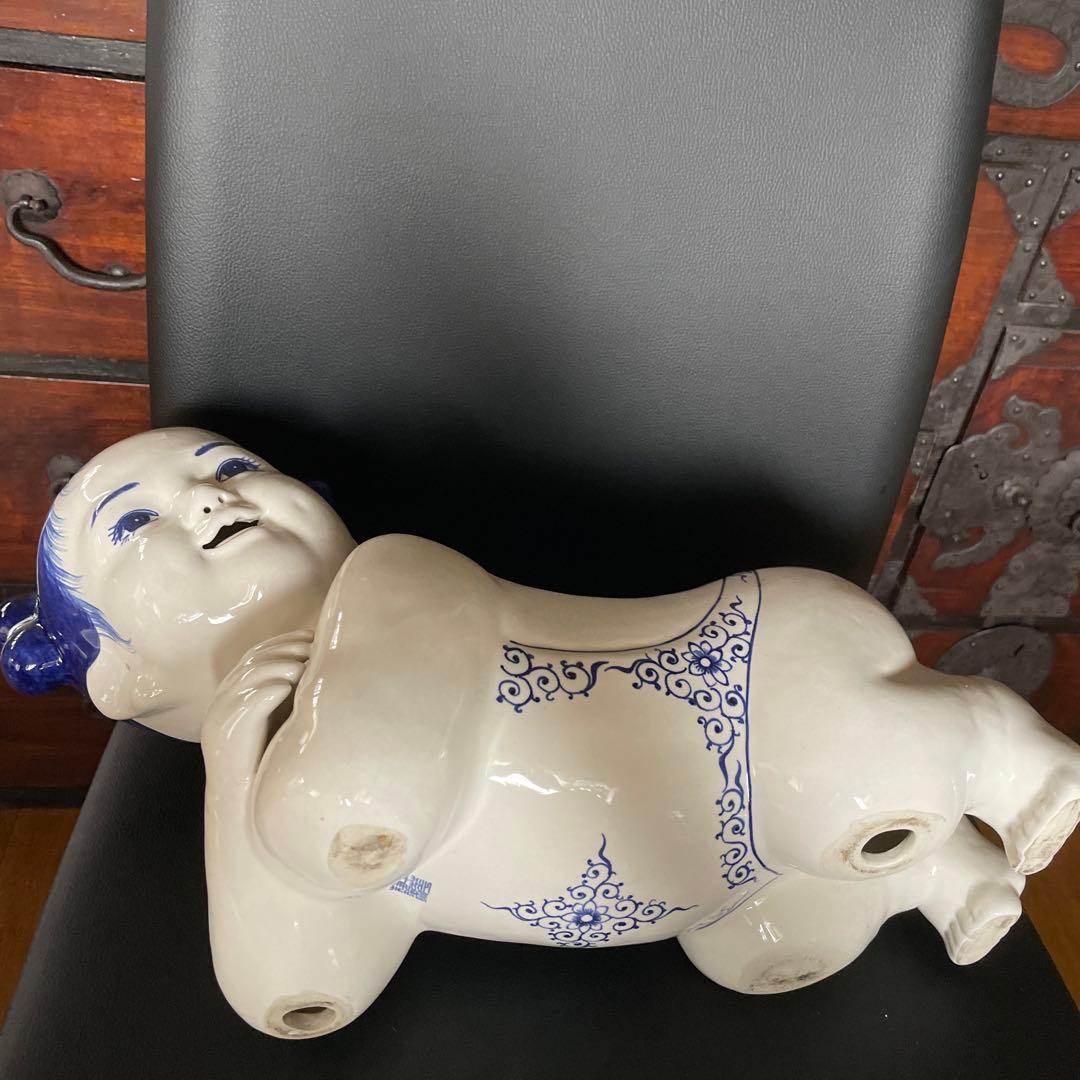 中国　骨董品　陶枕　女の子　唐子枕