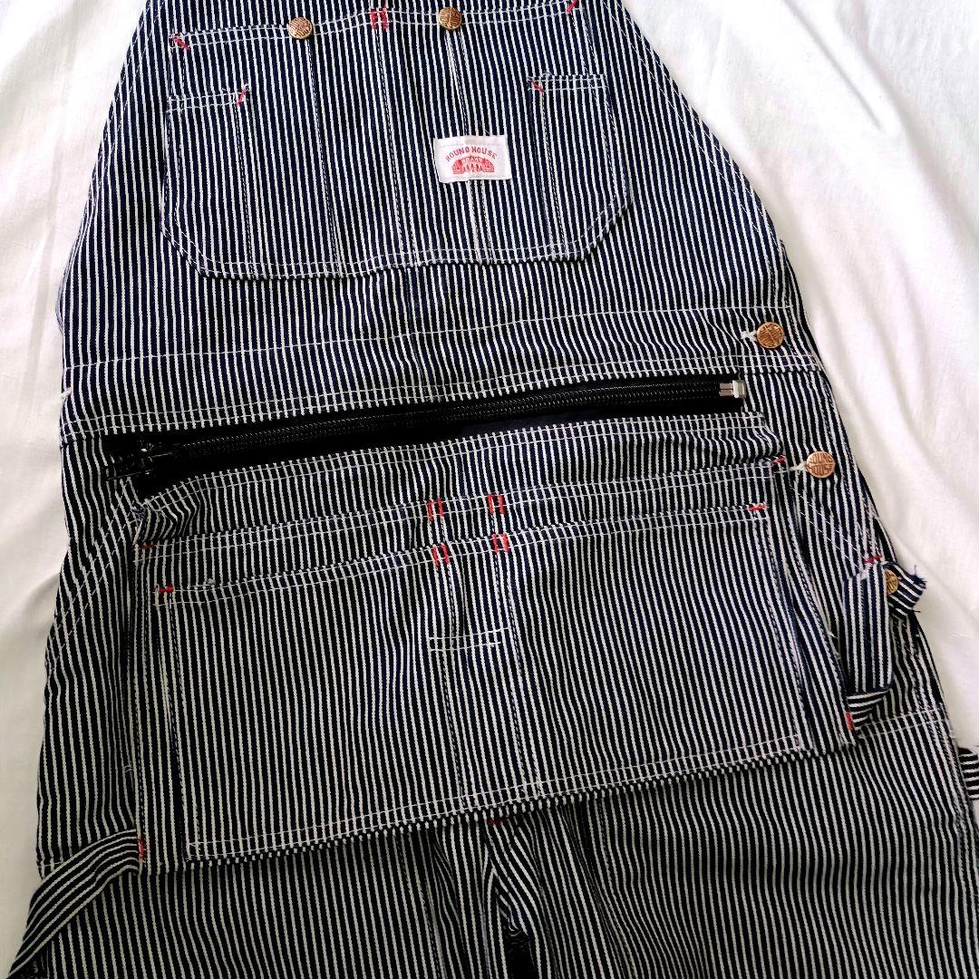 ROUNDHOUSE/オーバーオール/アメリカ製/ストライプ/ワーク/バイク