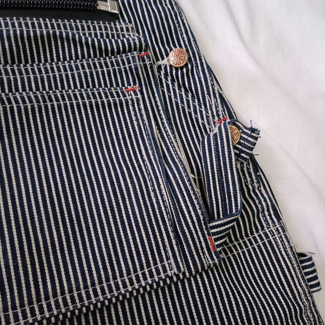 ROUNDHOUSE/オーバーオール/アメリカ製/ストライプ/ワーク/バイク