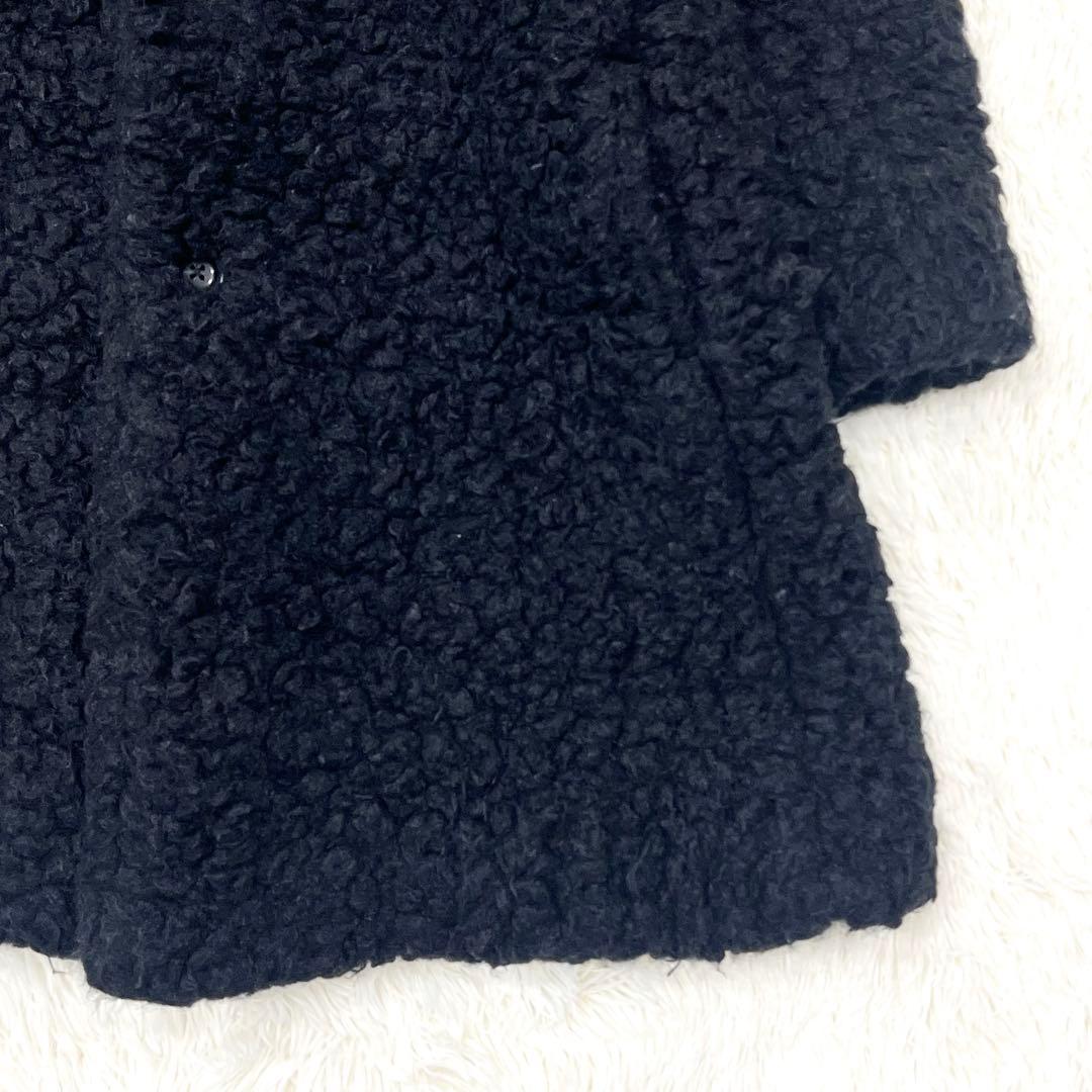 【希少】45R ノーカラー プードル ボアコート ブラック2