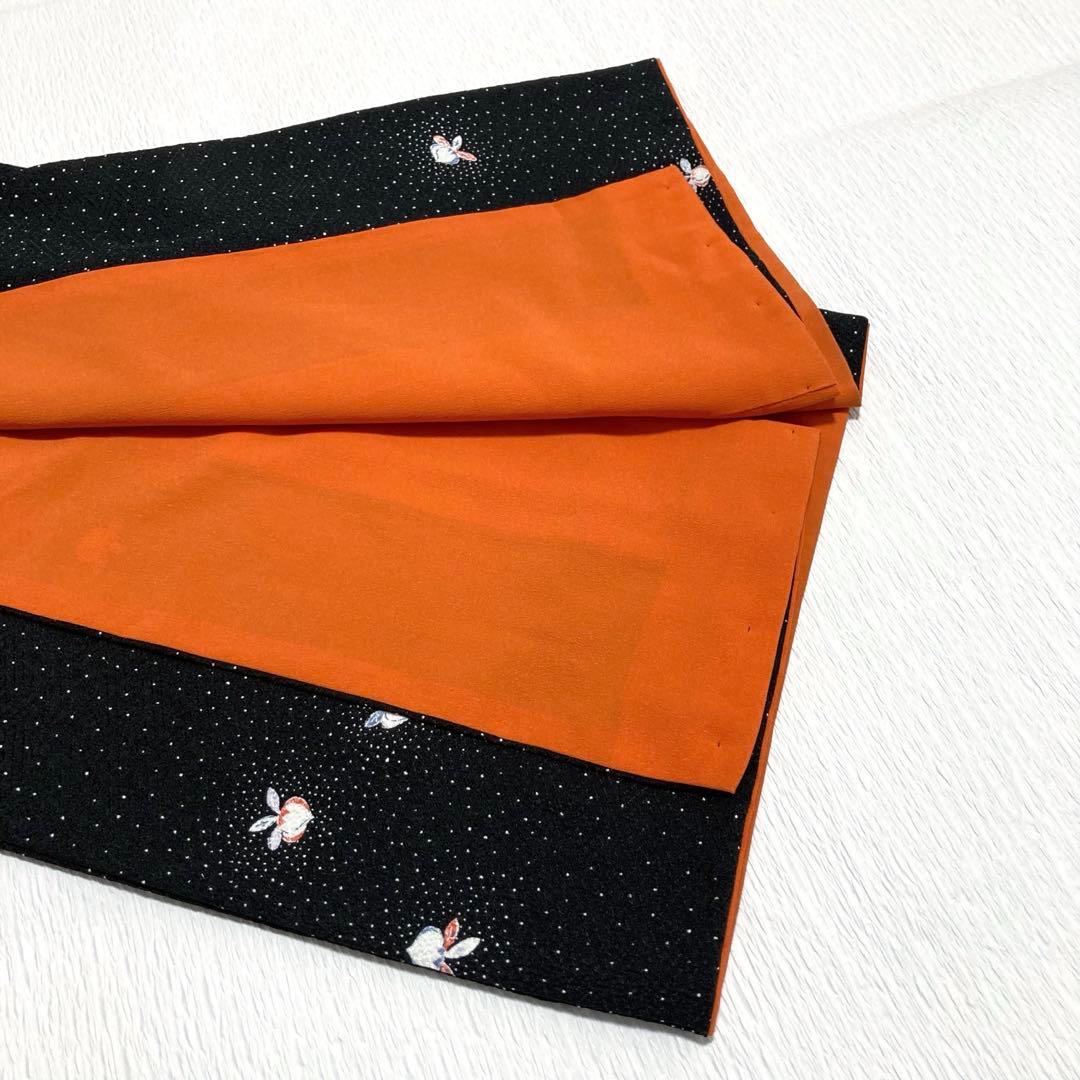 【良品✨】東レシルック　さんび　洗える着物　小紋　黒色　紗綾形地紋　かぶ　D7