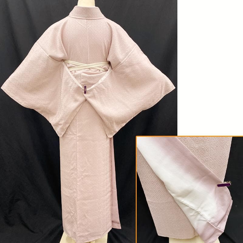 601mi86●BANKANわものや 色無地 くすみピンク 地紋 ストレッチ素材