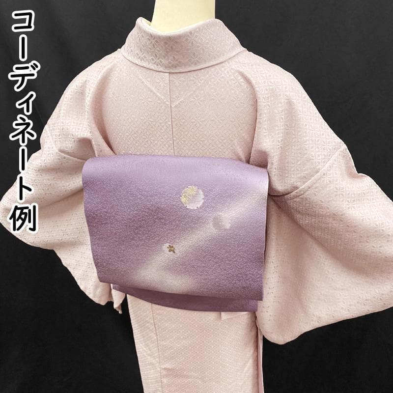 601mi86●BANKANわものや 色無地 くすみピンク 地紋 ストレッチ素材