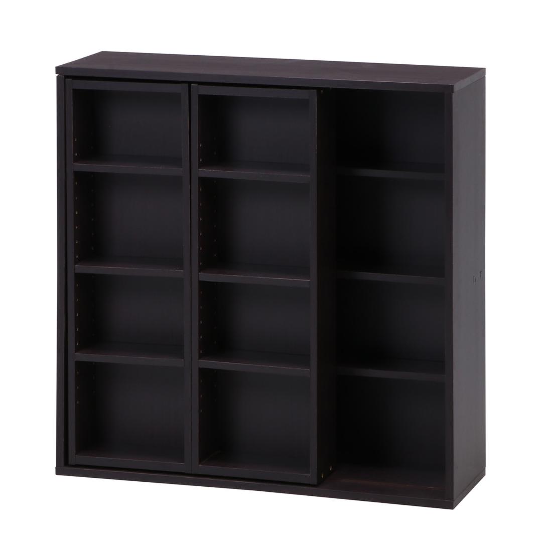 ダブルスライド収納棚 W90 ダークブラウン