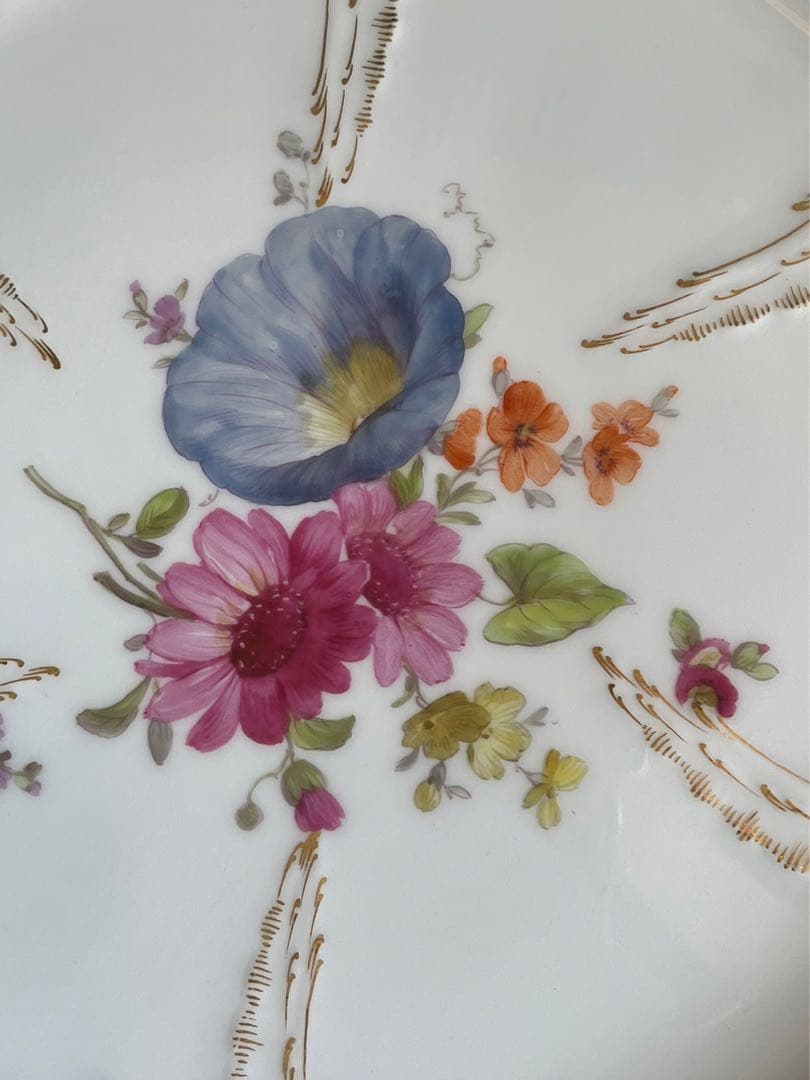 KPMベルリン(ベルリン王立磁器製陶所) フラワーブーケ/上金彩皿