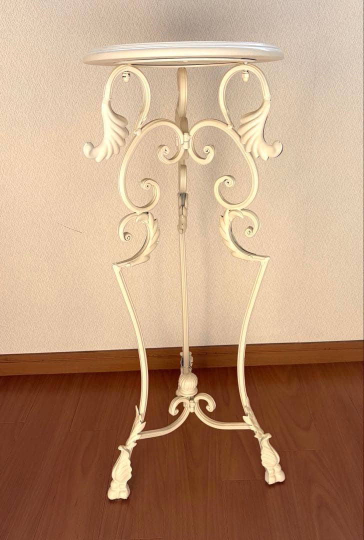 花台 台 サイドテーブル 白　アンティーク アイアン フラワースタンド 飾り台