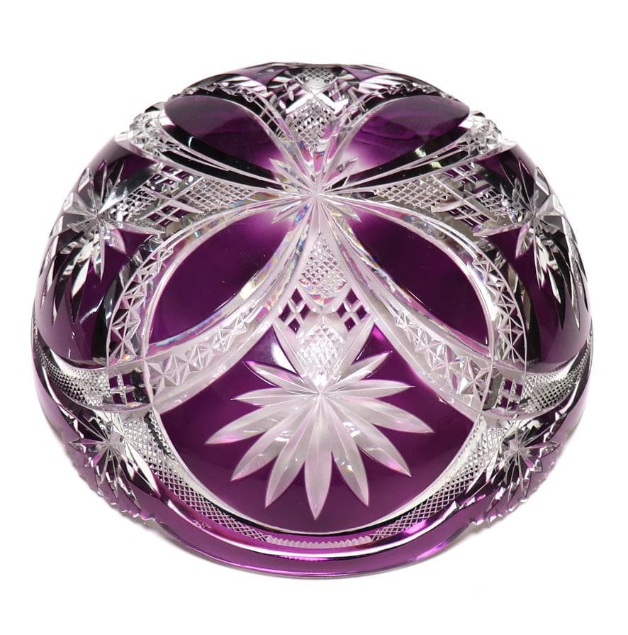 オールド・バカラ 1890年 美術館級 大型 紫色被せ切子 丸鉢 春海商店