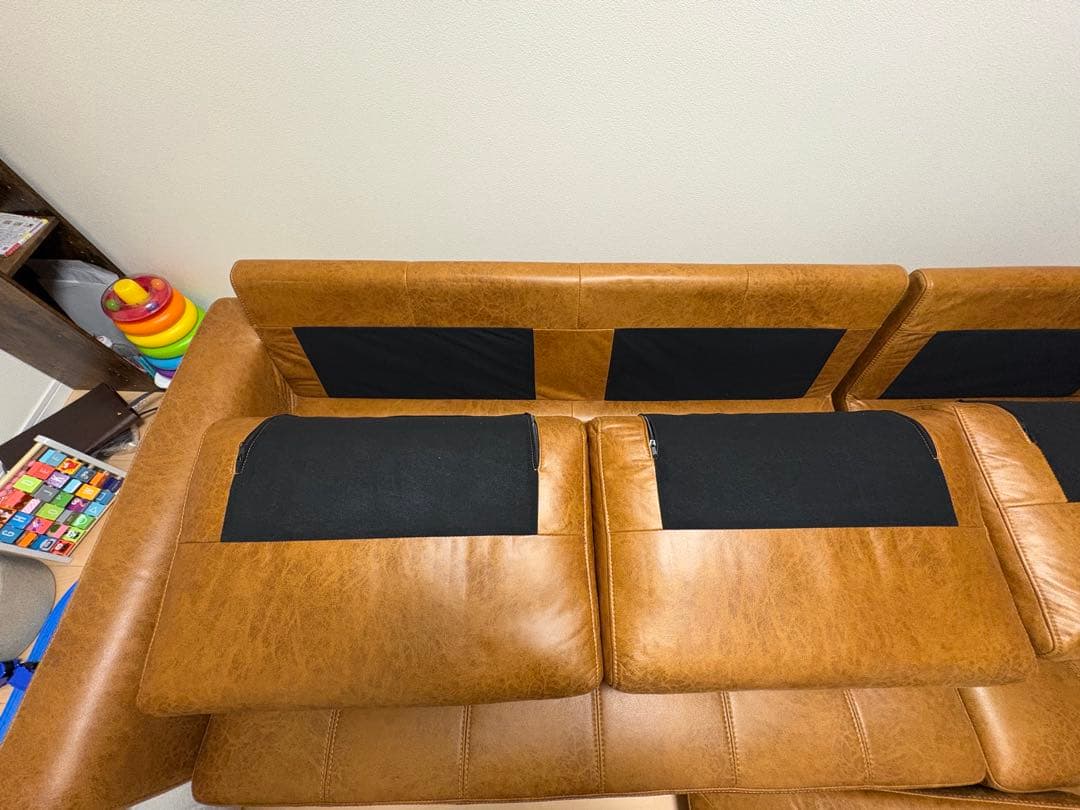 美品 【関家具】マウルスⅡ 3人掛けカウチソファ キャメル リラックスフォーム