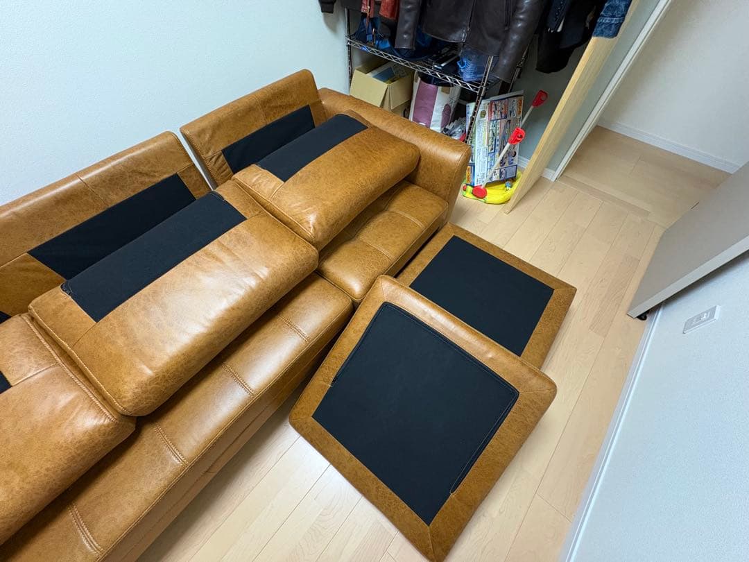 美品 【関家具】マウルスⅡ 3人掛けカウチソファ キャメル リラックスフォーム