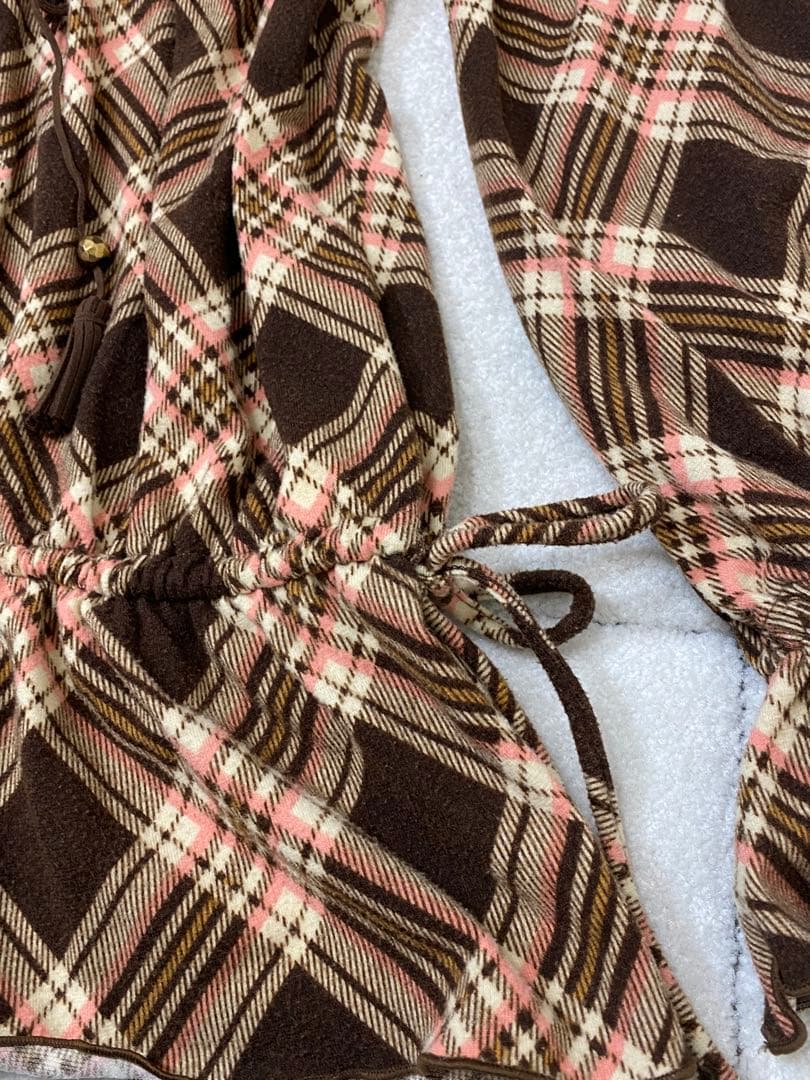 9546. LIZLISA チェック スウェードリボン ミニワンピース