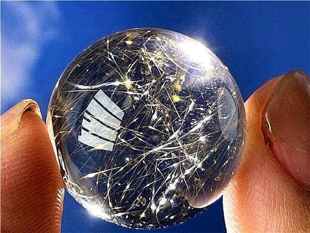 AAA級天然ゴールドルチルクォーツ丸玉B88P1/211P08A