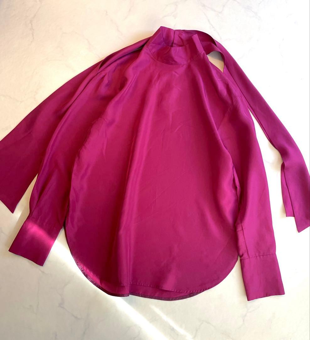 洗える♪ICB シルク100% ボウタイブラウス 長袖 美品 2way