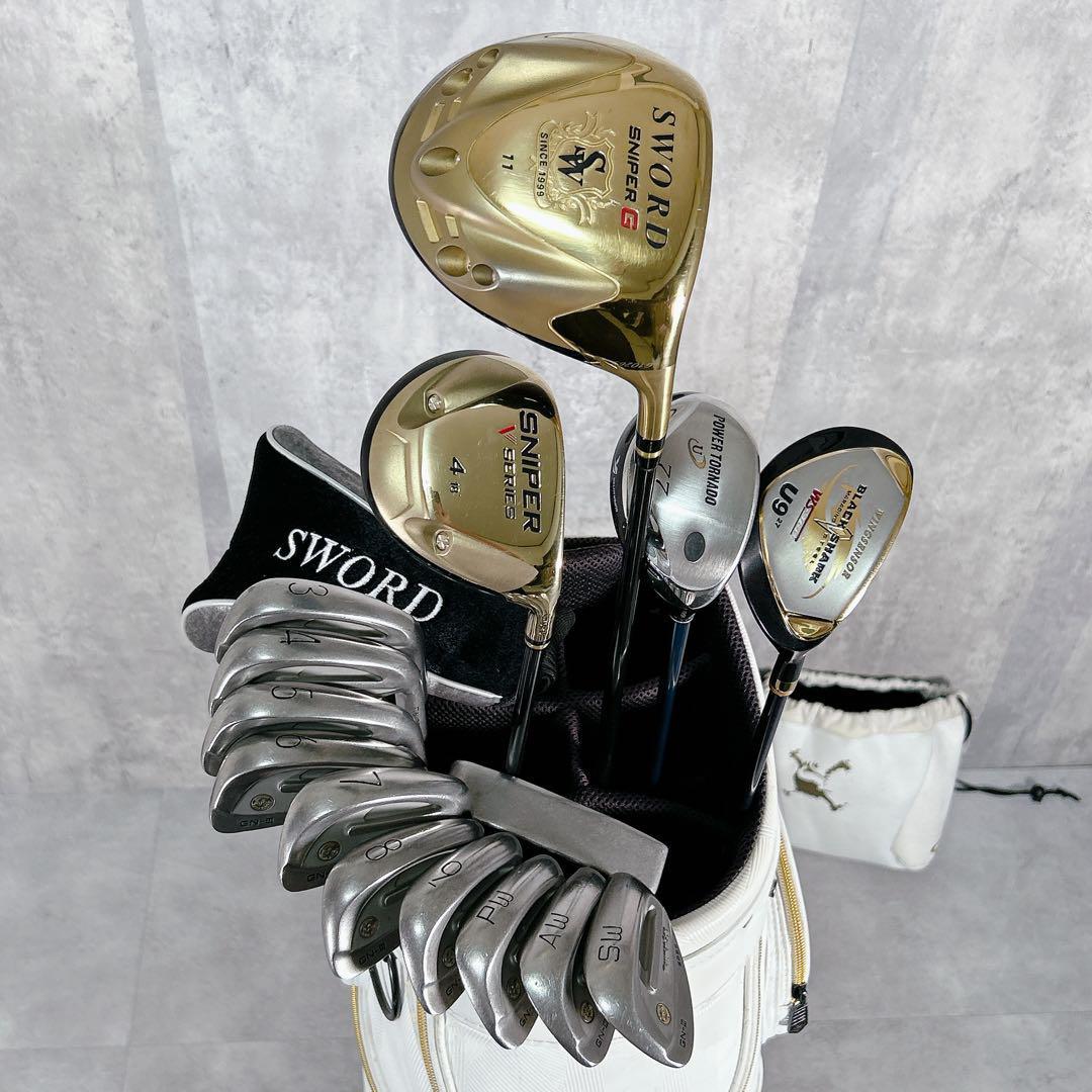 X948 SWORD 他メンズ ゴルフ クラブセット 16点 未使用フード R