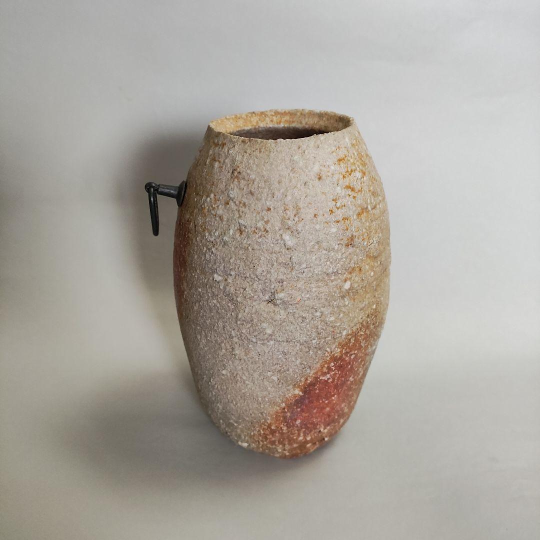 岡見周二　掛花生　花入　花瓶　信楽　自然釉