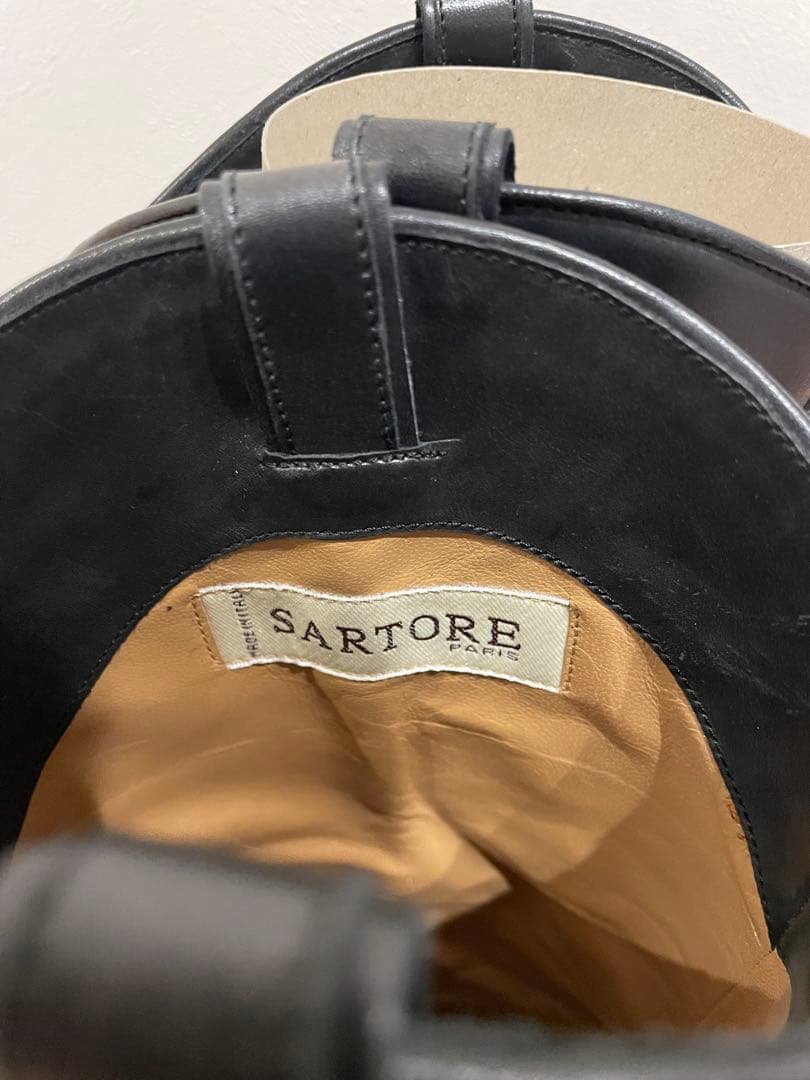 サルトル ウエスタンブーツ ブラック 刺繍 黒 38 1/2 24.5cm