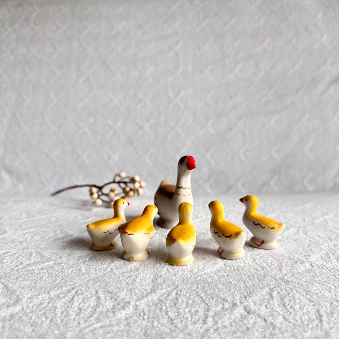 美品　ヴィンテージ　アンティーク　アヒルの親子　鳥　ひよこ