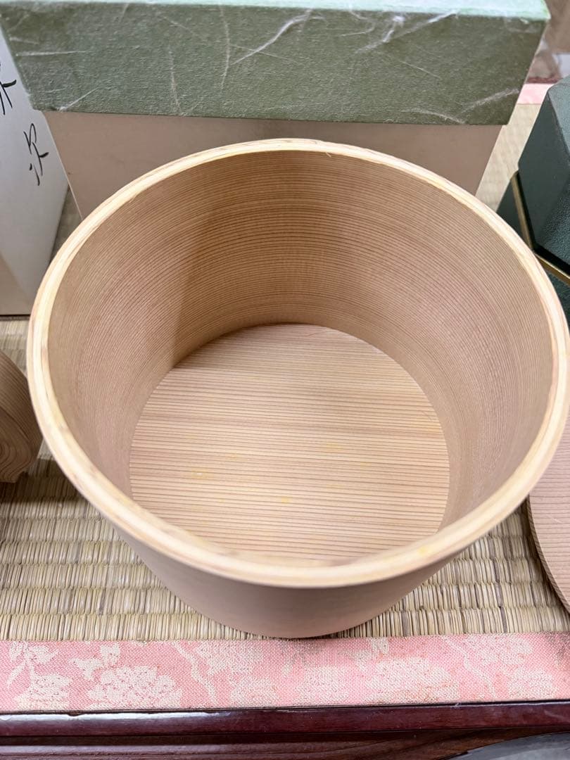 在銘　木地曲 片口水次 紙箱入り　片口水注 曲水次 木地曲げ　曲げ水指2点