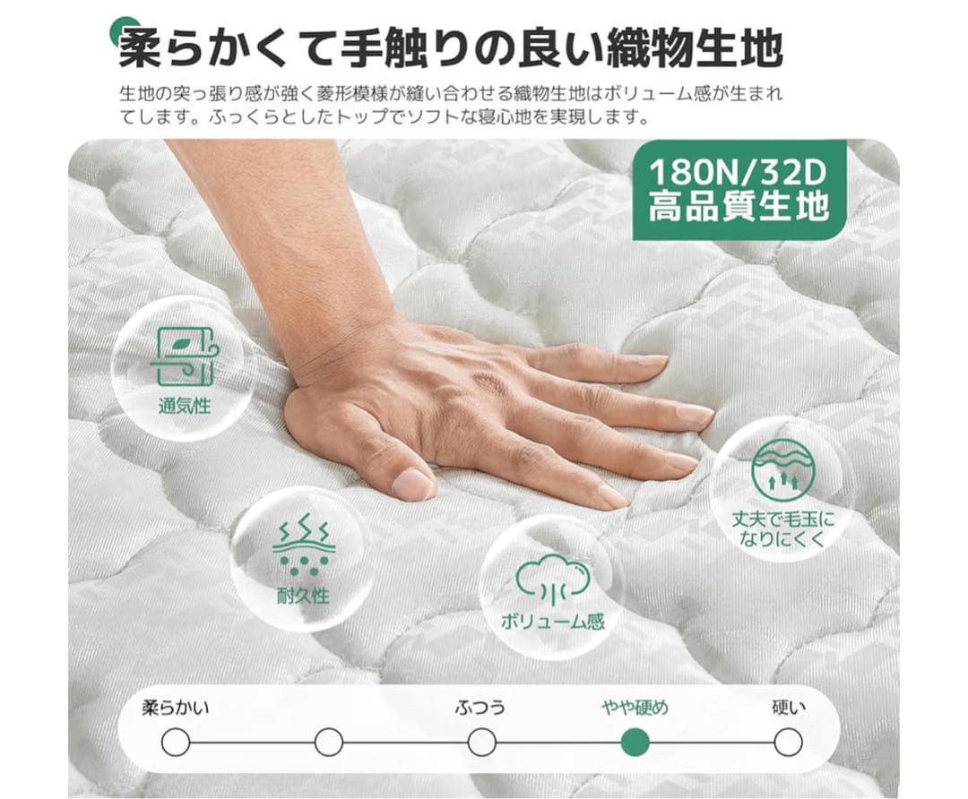 最終値下✨マットレス ダブル 硬め 極厚20cm ポケットコイル 高反発