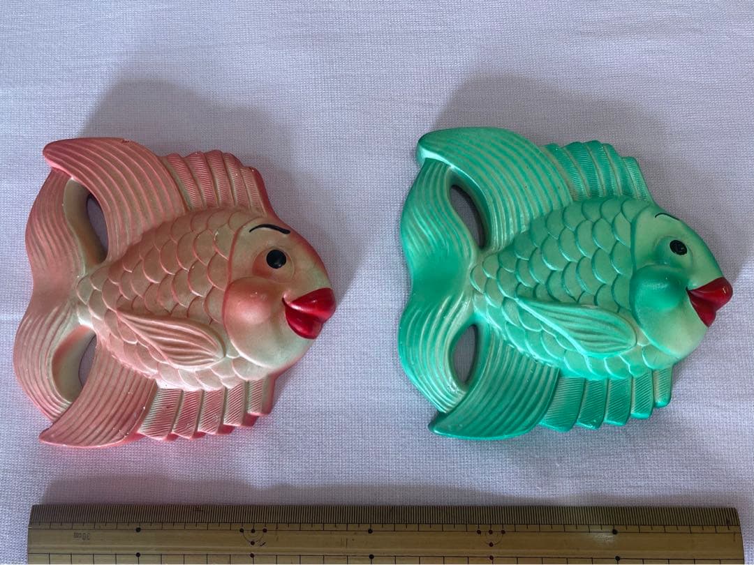 ミラースタジオ社　ミッドセンチュリー　アメリカン　石膏壁飾り　夫婦仲金魚2匹