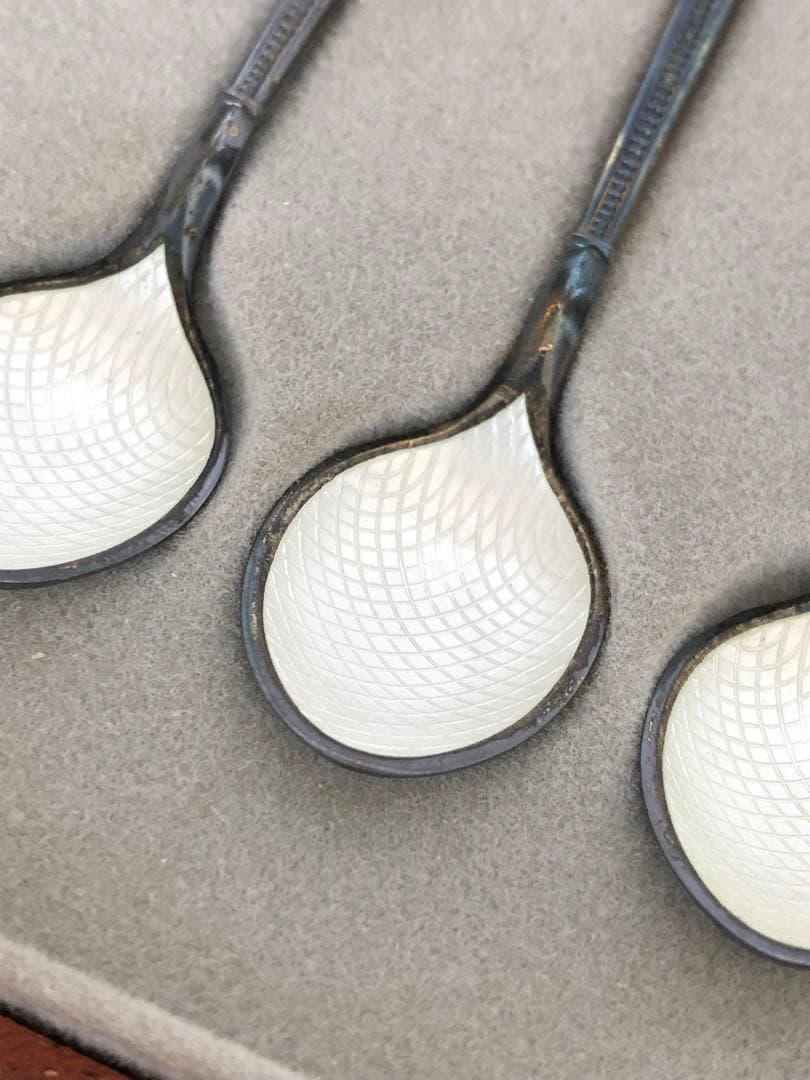 アントン ミケルセン　純銀製　デミタススプーン6客　七宝　ジョージジェンセン　銀