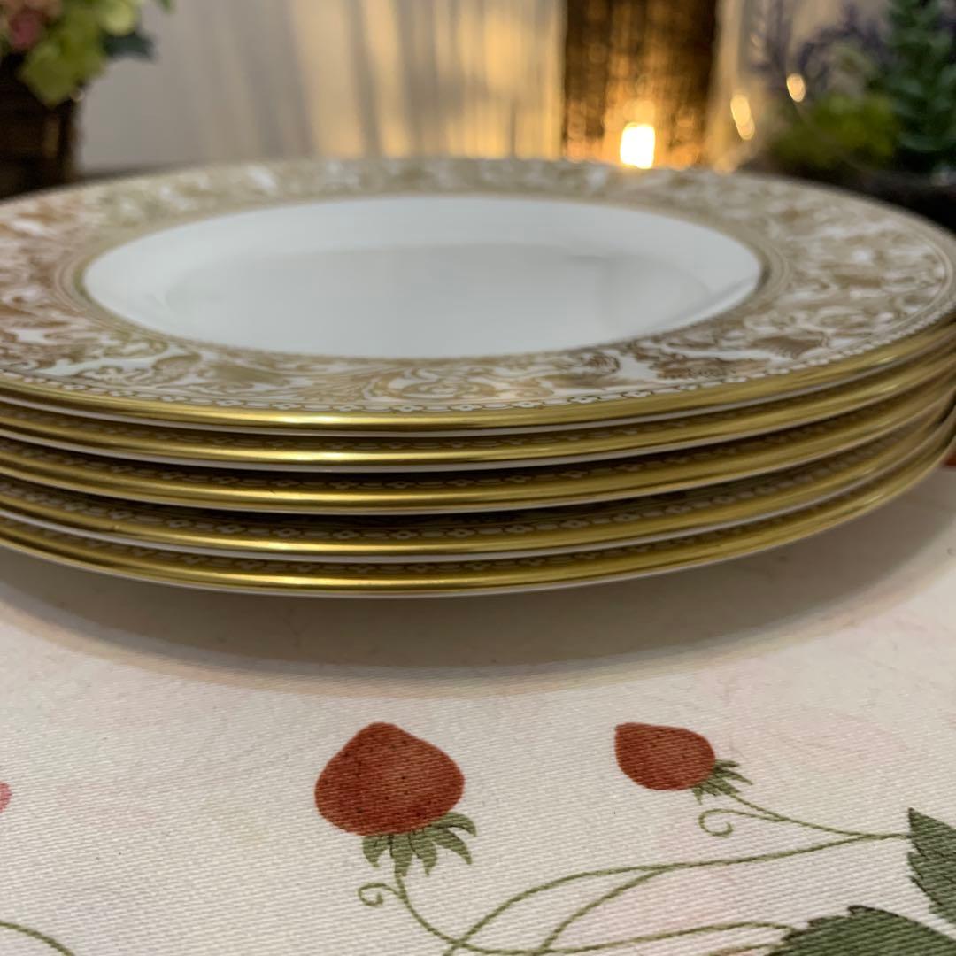 ウェッジウッド ゴールド　フロレンティーン　20.5cmデザートプレート　5枚