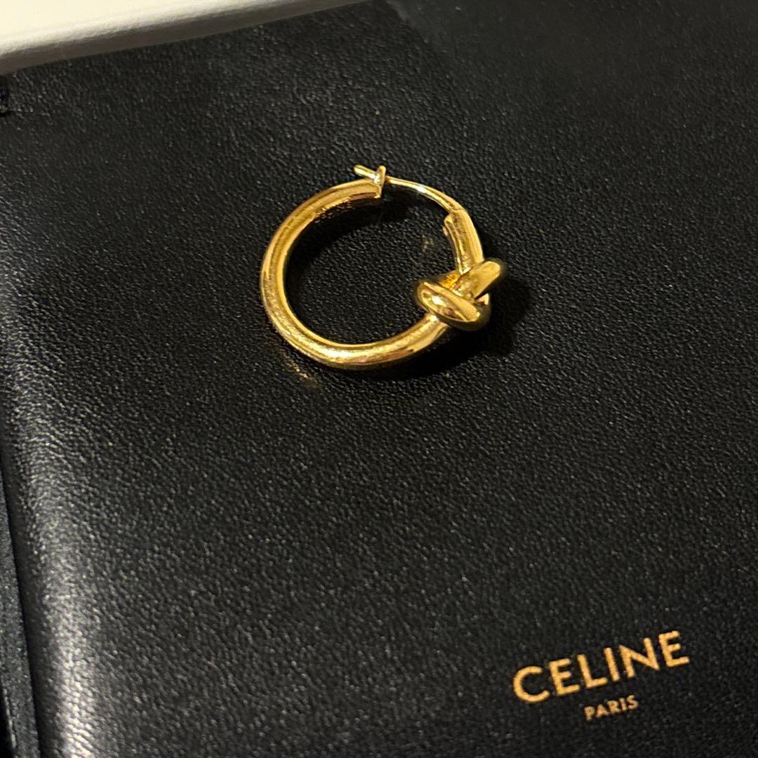 【片耳のみ】CELINE ノットフープピアス　ゴールド