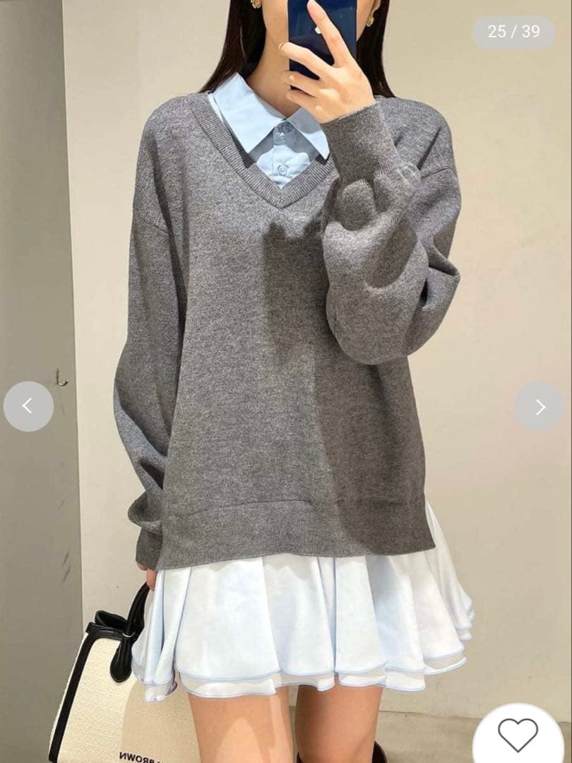 お値下げ‼️LILY BROWN シャツドッキングフリルミニワンピース