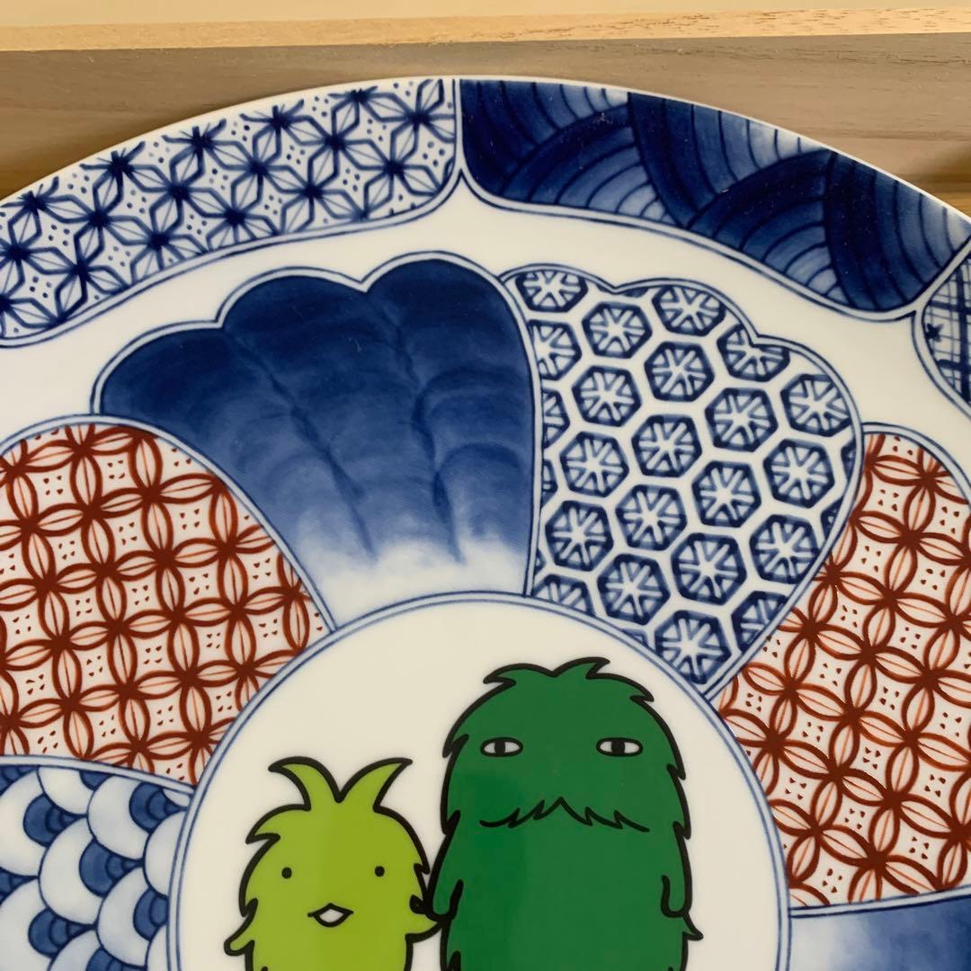 新品未使用　赤絵瀬戸染付モリゾーキッコロ祥瑞皿　直径31cm 大皿　桐箱付