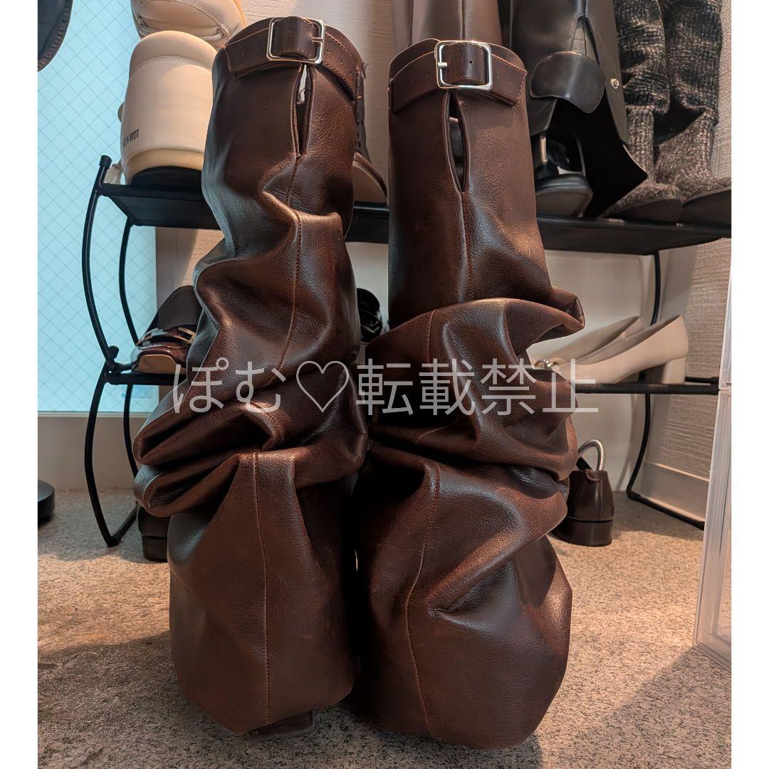 POOLDE／Melted Boots Brown／ボリュームブーツ／サイズ39