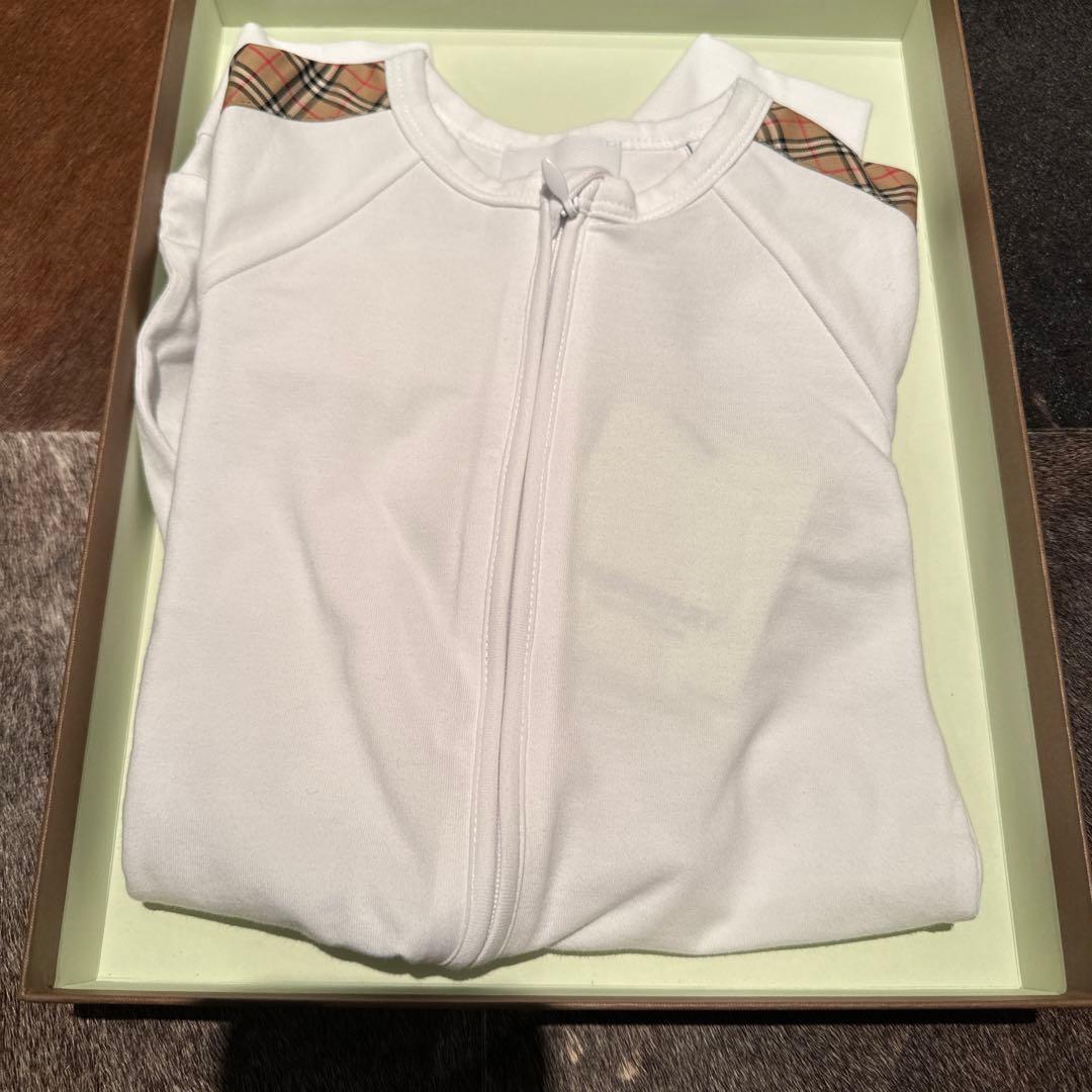 新品　未使用　BURBERRYチェックトリムコットンスリーピース ベイビー