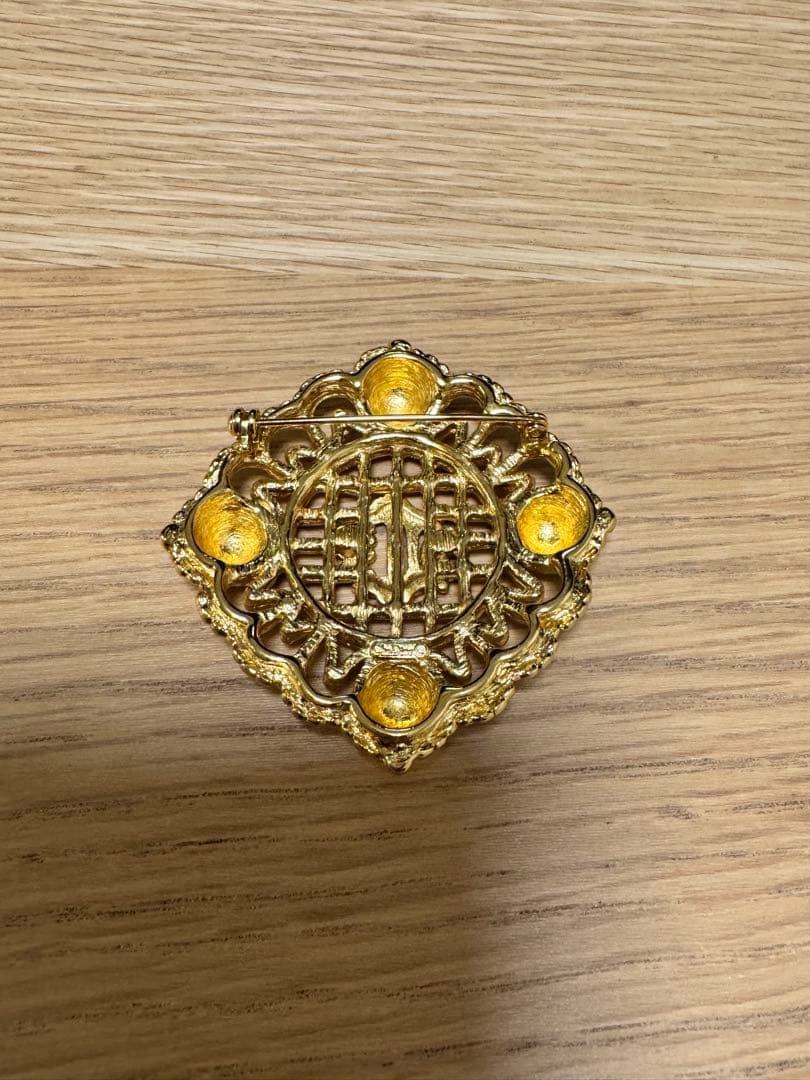 【希少美品】Dior ヴィンテージ ブローチ ゴールド6cm 刻印あり