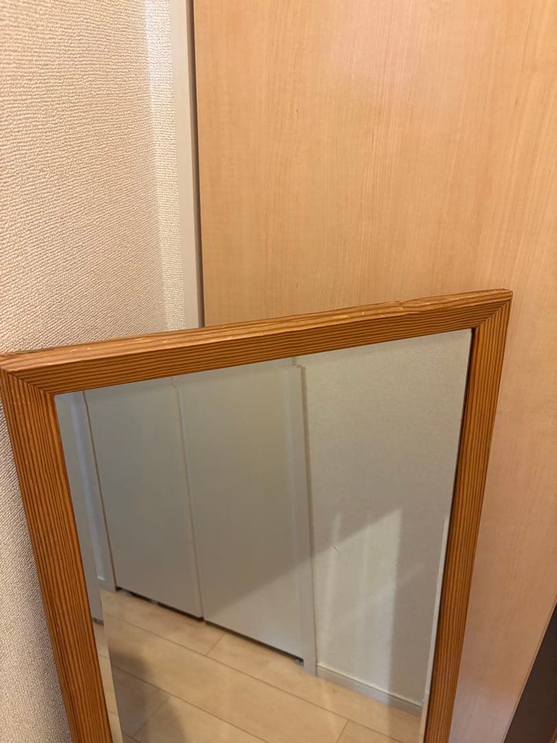 カントリー調 オーク材フレーム 大型ウォールミラー カナディアン/アンティーク