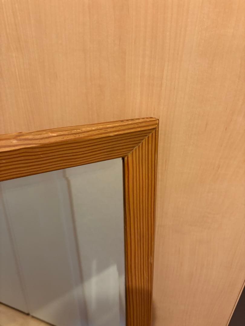 カントリー調 オーク材フレーム 大型ウォールミラー カナディアン/アンティーク