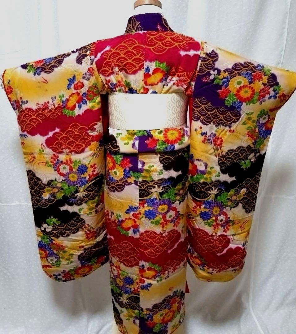 七五三　小さめ7歳　アンティーク着物　長襦袢付き　18ー9