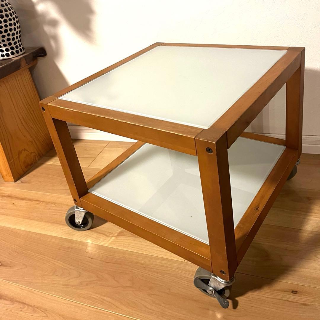 【ヴィンテージ】無印良品　希少　ガラステーブル　　キャスター付き　Vintage