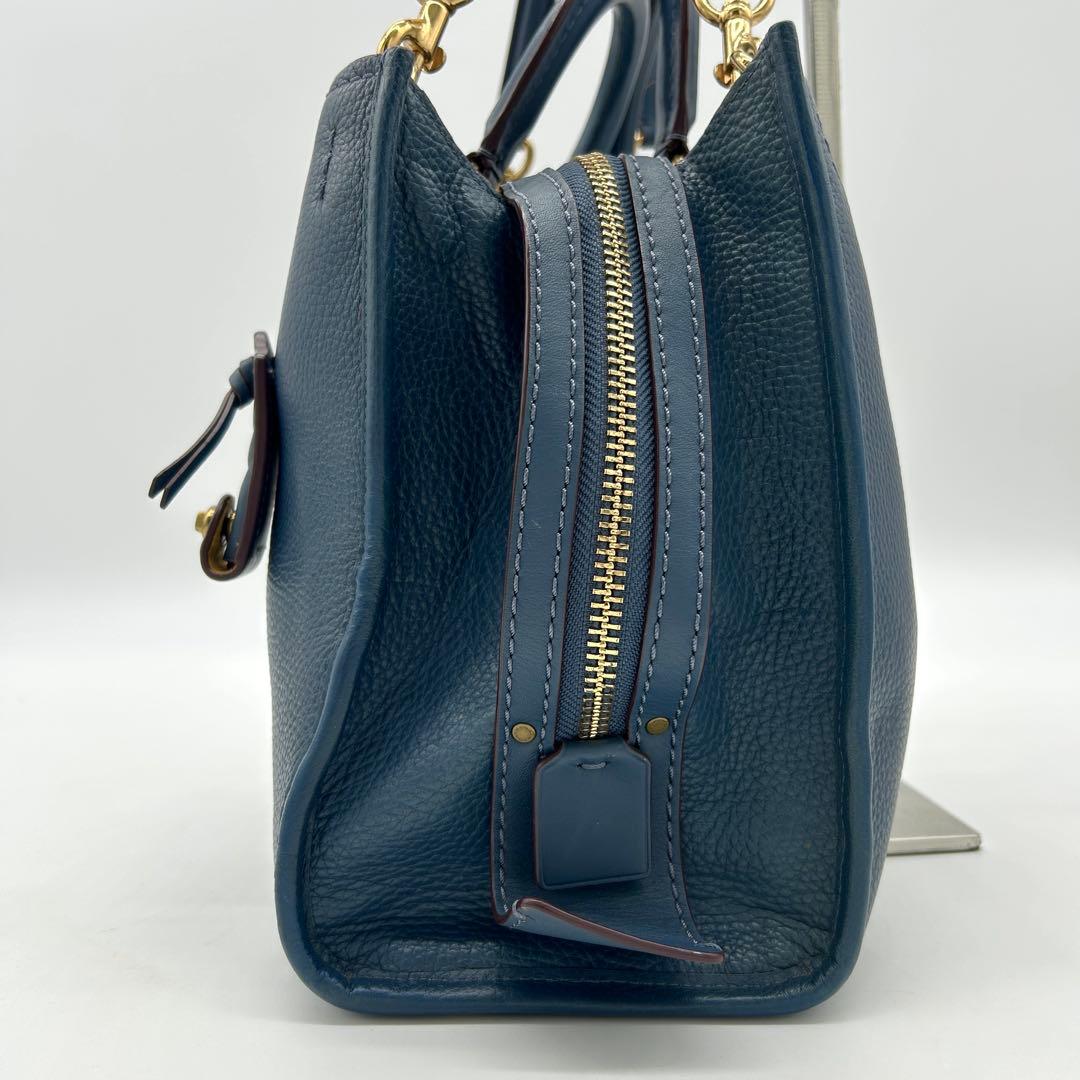 【美品】コーチ ローグ25 2way ショルダーバッグ ブルー グラブタンレザー